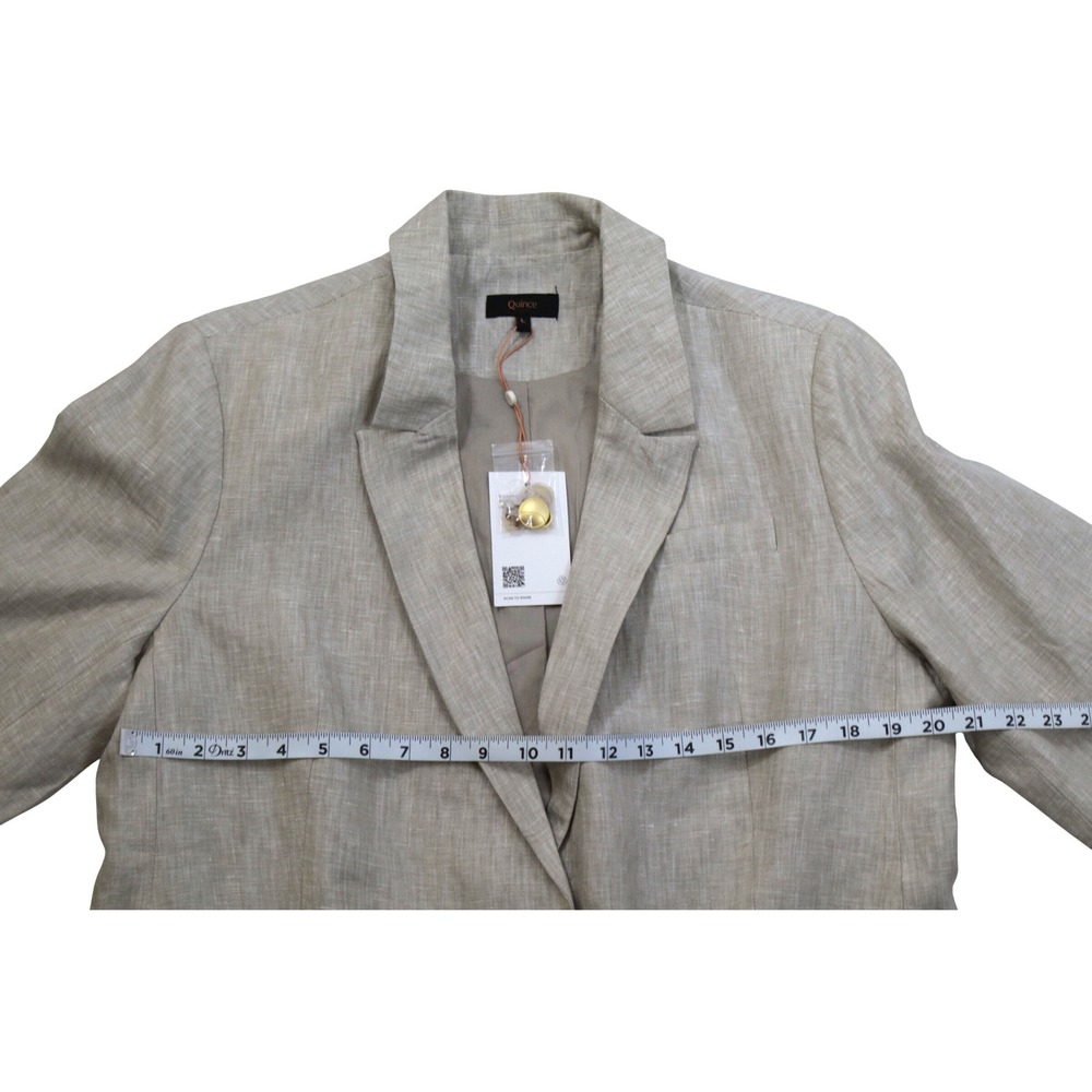 Quince Women Double Breasted Linen Blazer Beige Casual‎ Sport Jacket Sz L - Picture 4 of 7